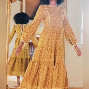 Christy Dawn The Tallulah All Organic Cotton Floral Dress - Mustard Color Size S